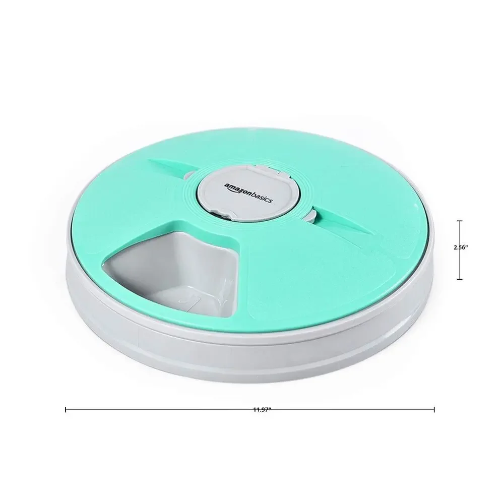 Amazon Basics Automatic Electronic Timed Pet Feeder - 6 Portions, Teal